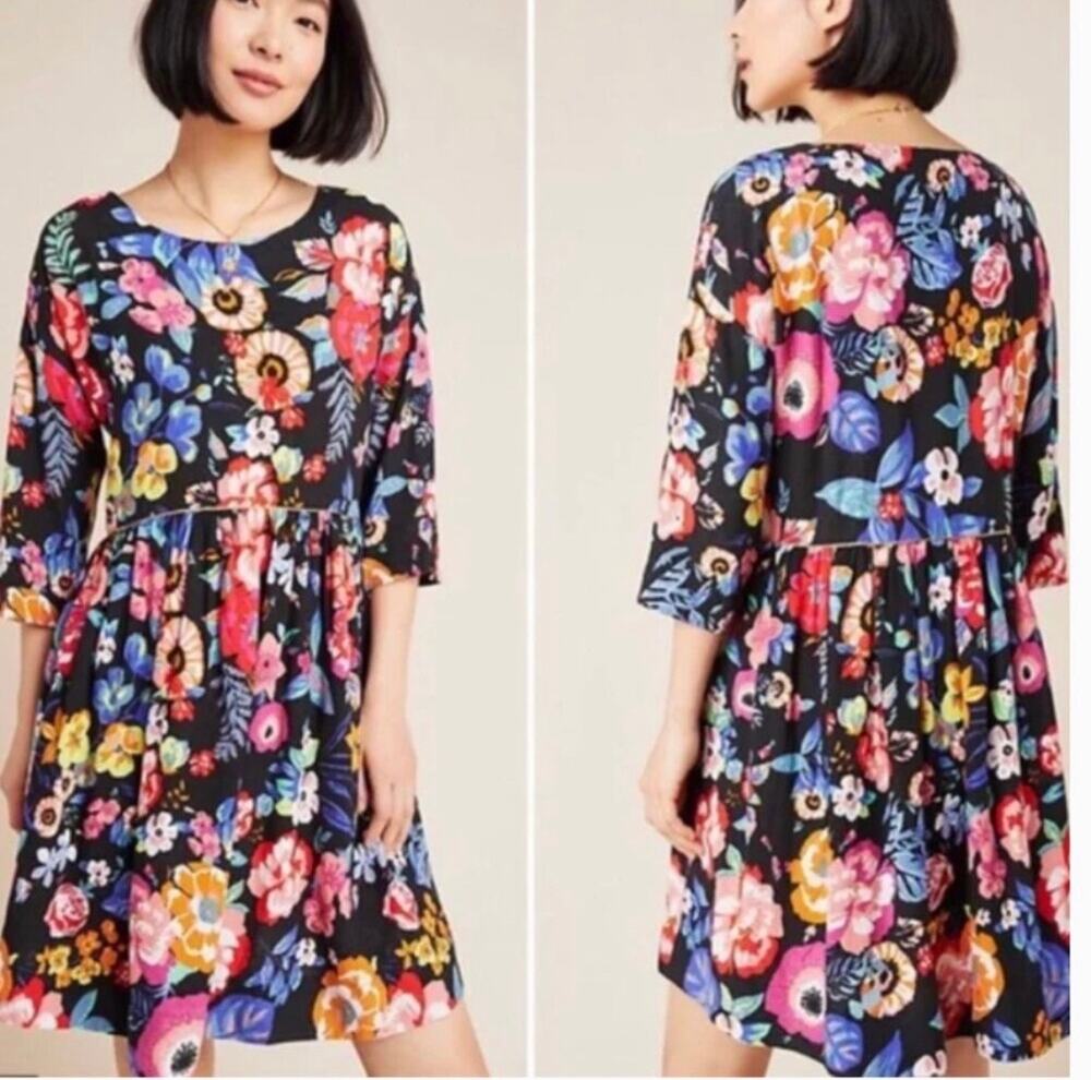 Maeve by Anthropologie Magnolia Tunic Dress XS Colorful Floral Garden Boho